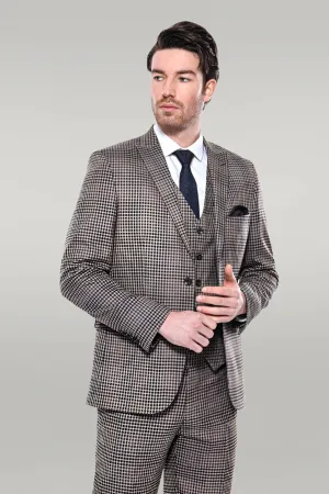 WSS Plaid Slim-Fit Brown Men Blazer  - Singen