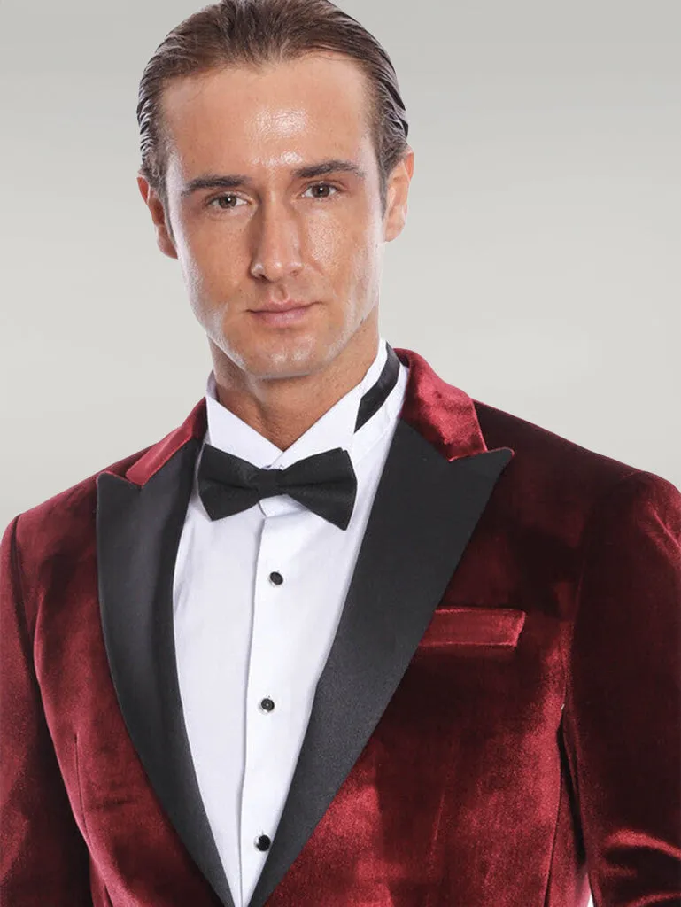 WSS Velvet Slim Fit Burgundy Men Prom Blazer  - Singen