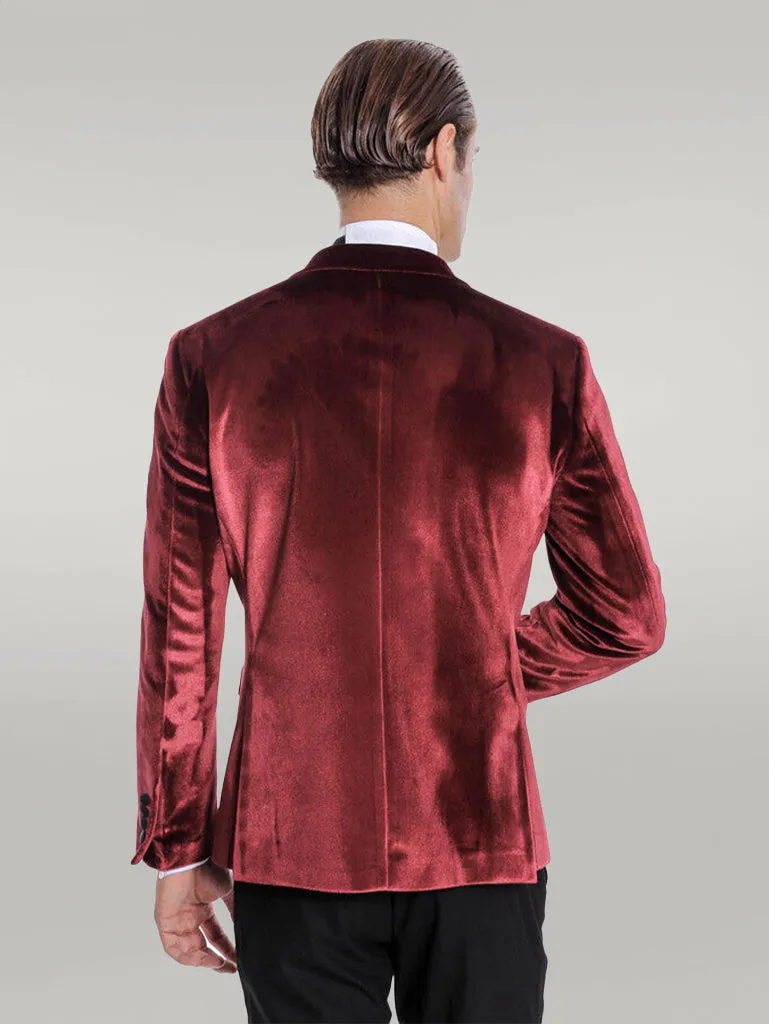 WSS Velvet Slim Fit Burgundy Men Prom Blazer  - Singen