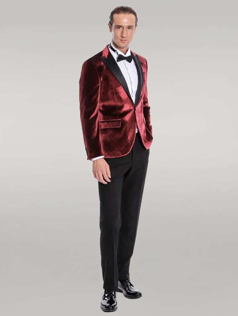 WSS Velvet Slim Fit Burgundy Men Prom Blazer  - Singen
